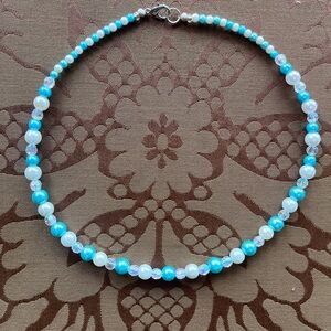 Handcrafted blue & white necklace